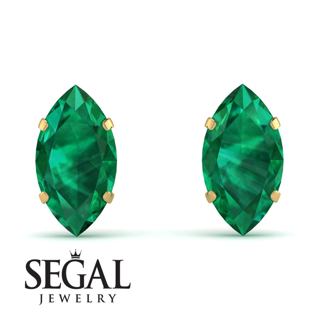 Hidden Halo Marquise Emerald Earrings - Journey No. 34