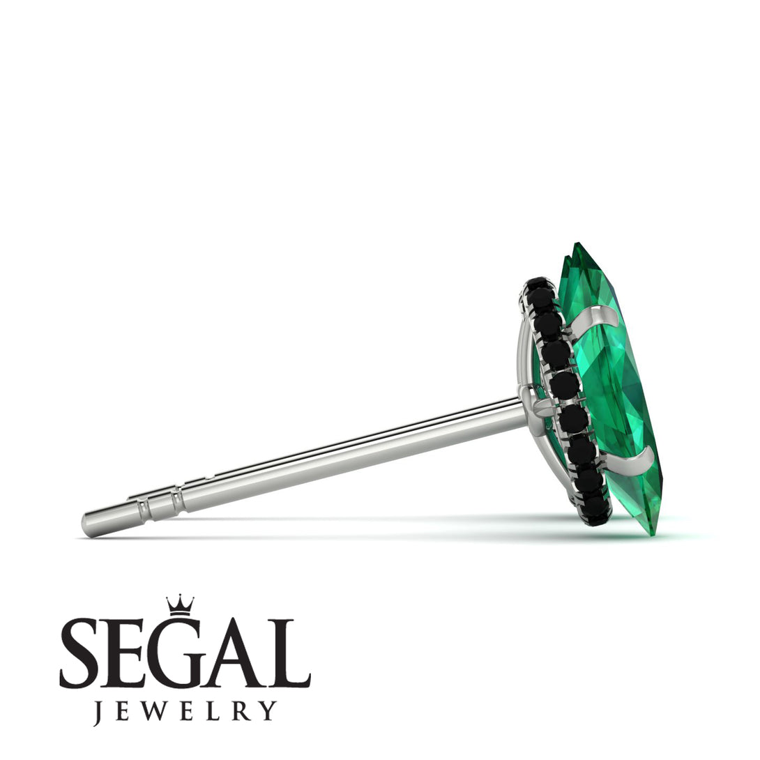 Hidden Halo Marquise Emerald Earrings - Journey No. 36