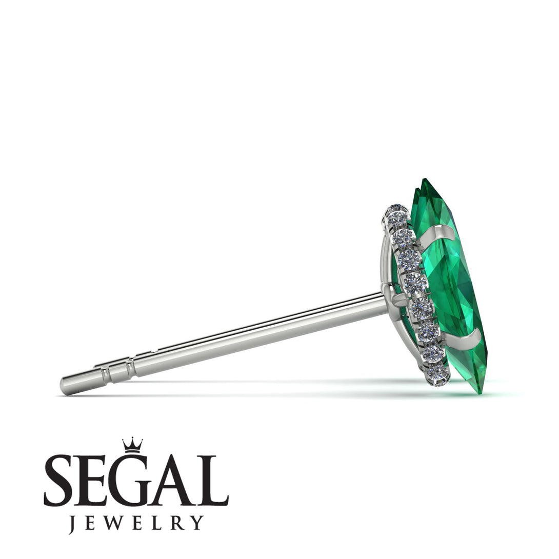 Hidden Halo Marquise Emerald Earrings - Journey No. 6