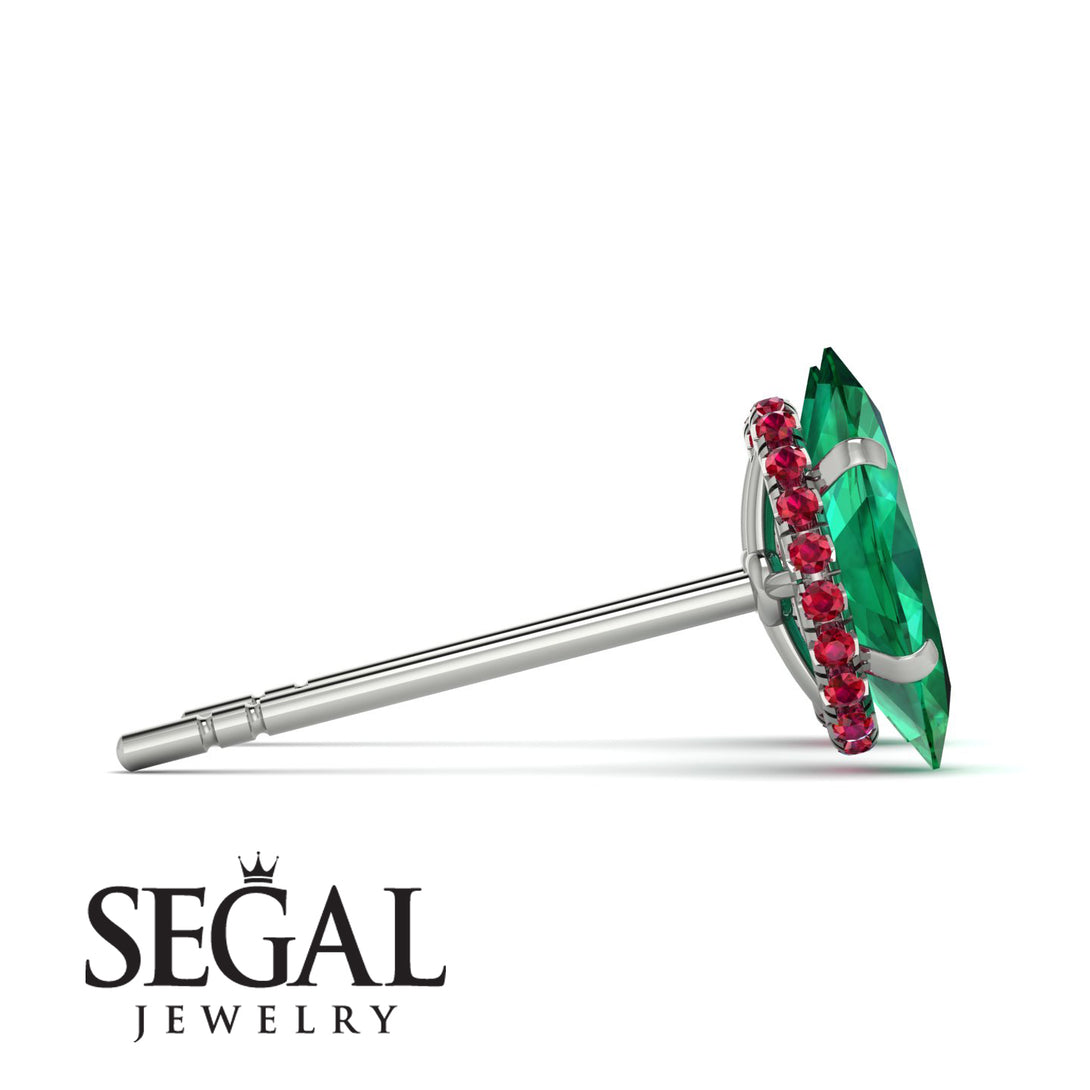 Hidden Halo Marquise Emerald Earrings - Journey No. 51