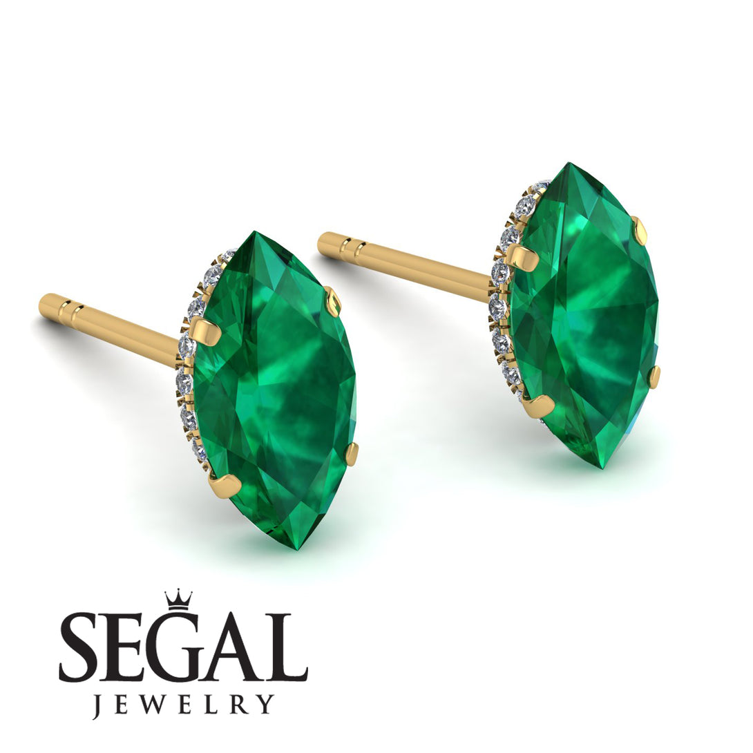 Hidden Halo Marquise Emerald Earrings - Journey No. 4