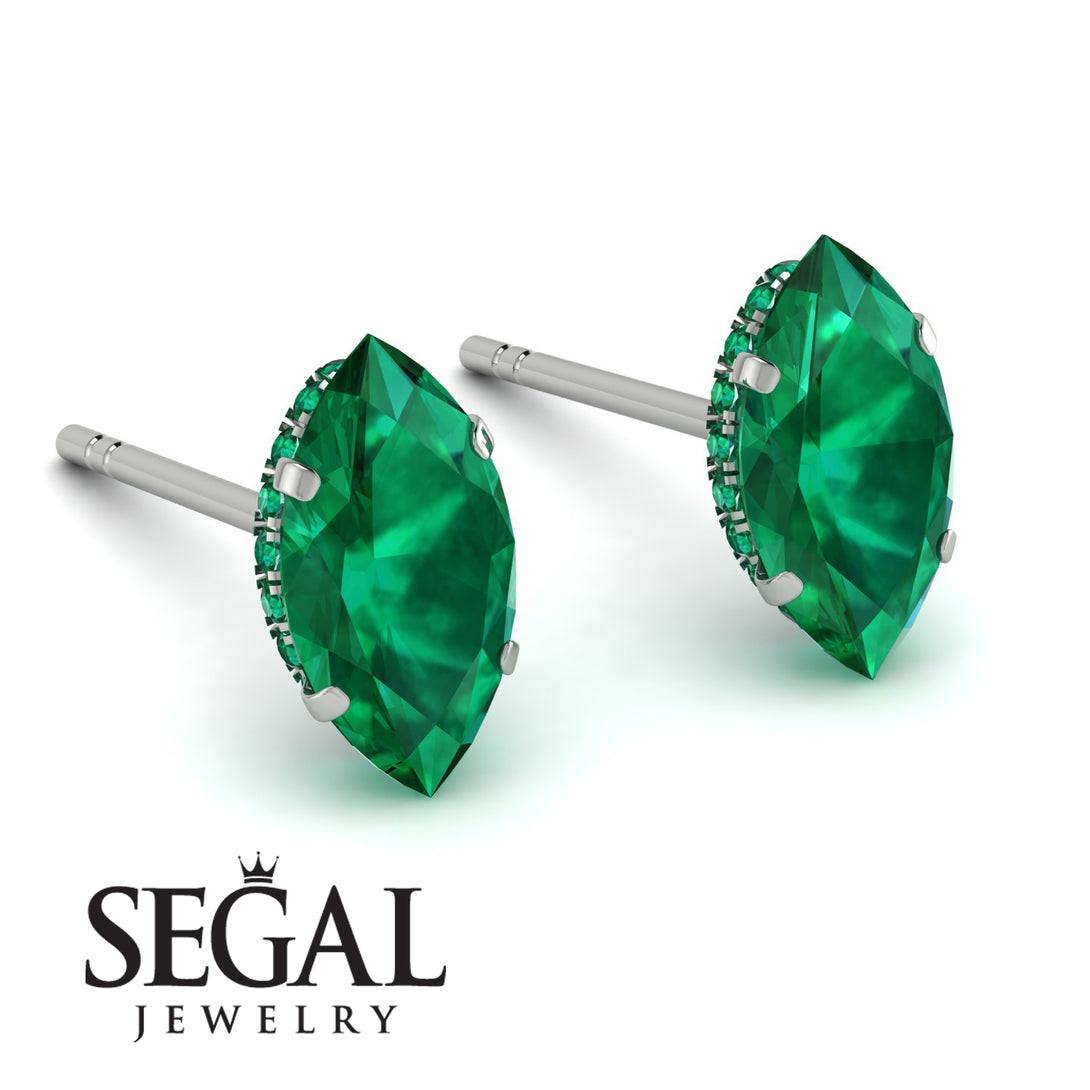 Hidden Halo Marquise Emerald Earrings - Journey No. 21