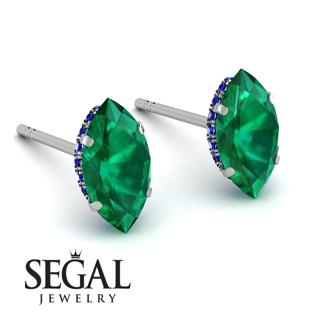 Hidden Halo Marquise Emerald Earrings - Journey No. 66