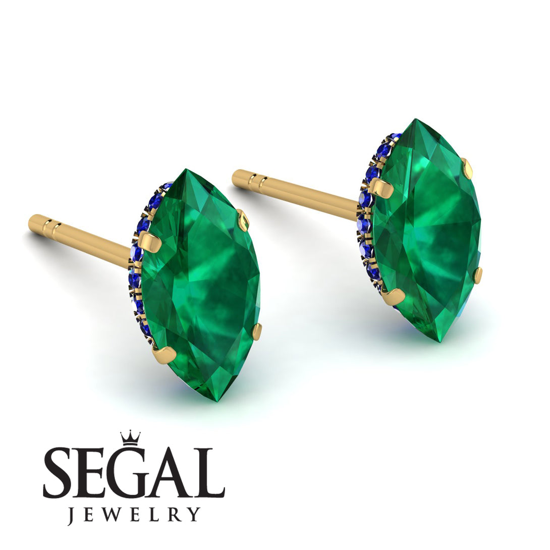 Hidden Halo Marquise Emerald Earrings - Journey No. 64