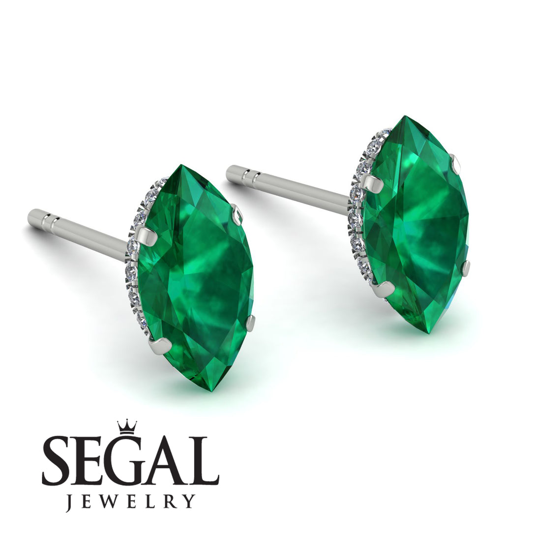 Hidden Halo Marquise Emerald Earrings - Journey No. 6