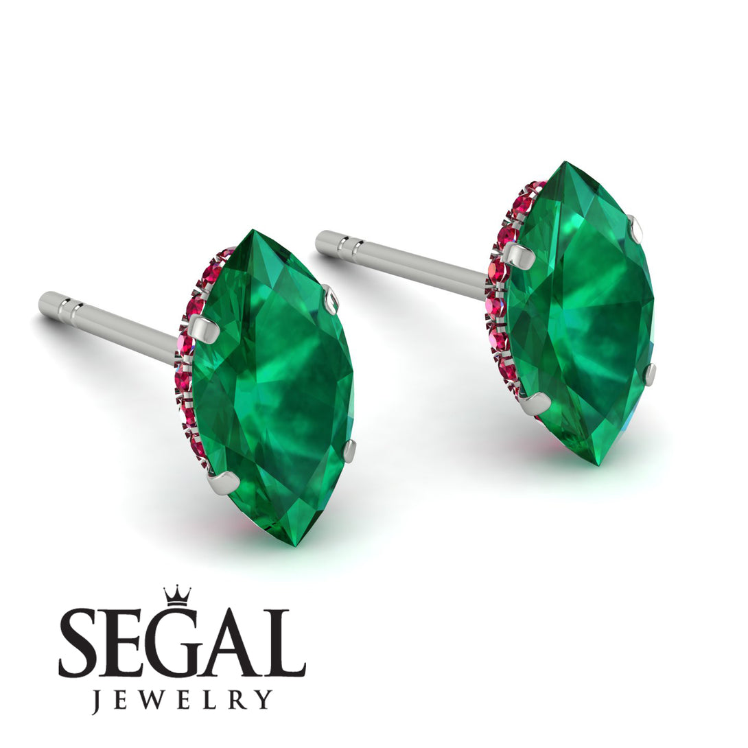 Hidden Halo Marquise Emerald Earrings - Journey No. 51