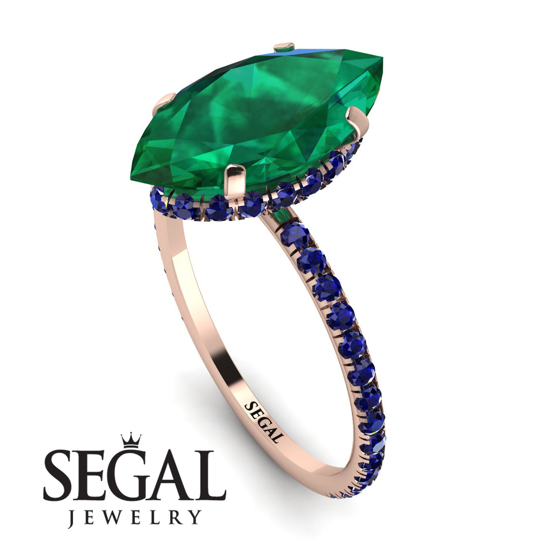 Hidden Halo Marquise Emerald Engagement Ring - Journey No. 65