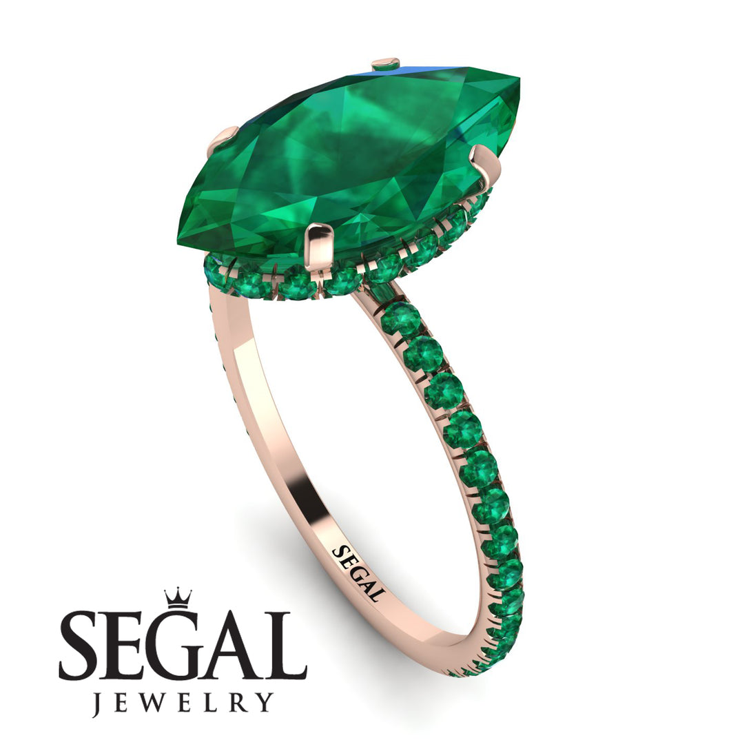 Hidden Halo Marquise Emerald Engagement Ring - Journey No. 20