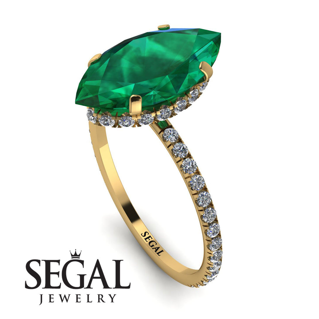 Hidden Halo Marquise Emerald Engagement Ring - Journey No. 4