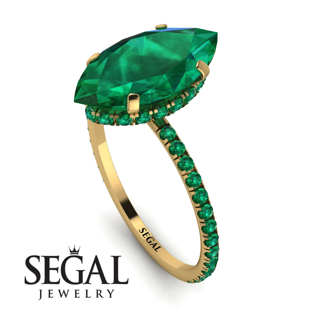 Hidden Halo Marquise Emerald Engagement Ring - Journey No. 19