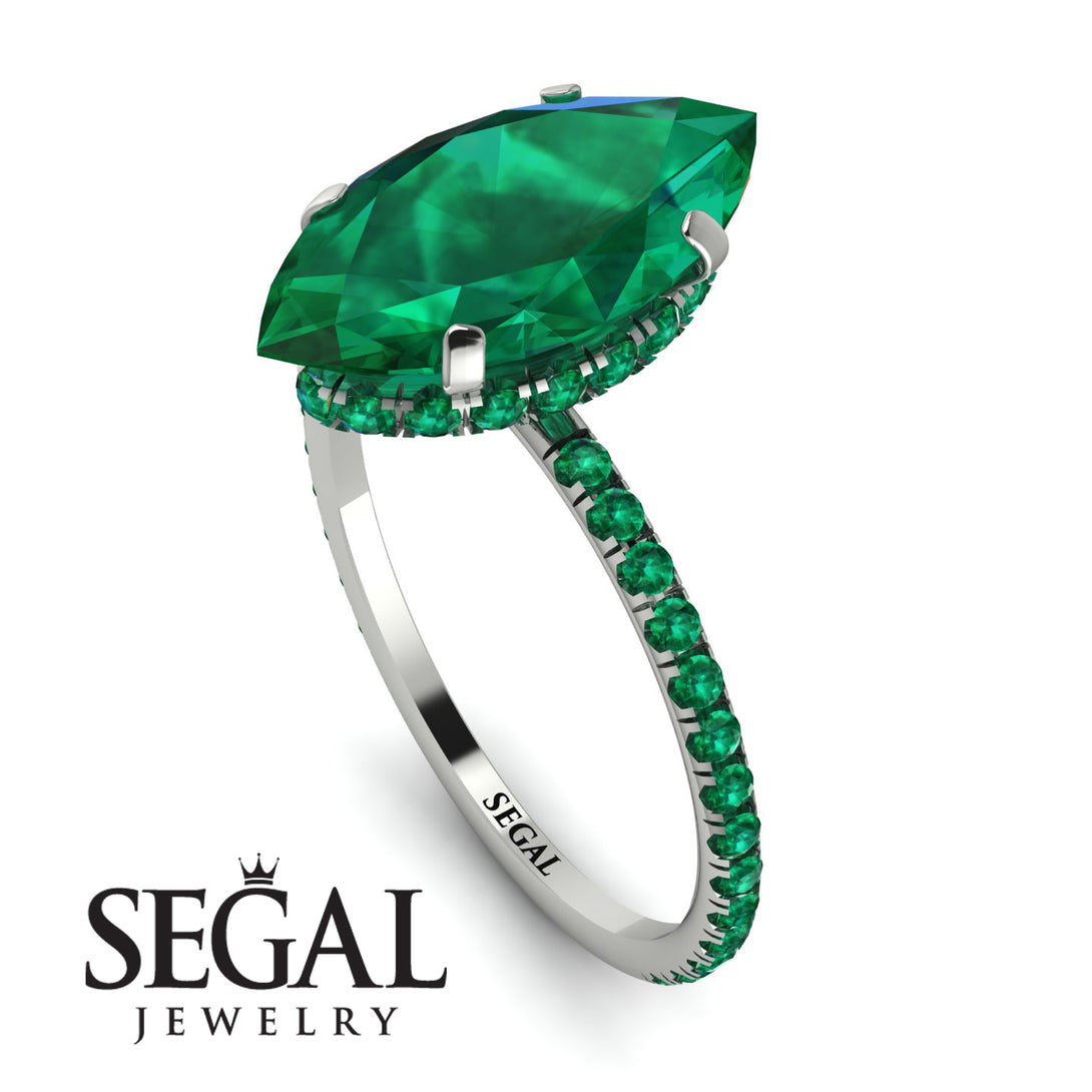 Hidden Halo Marquise Emerald Engagement Ring - Journey No. 21