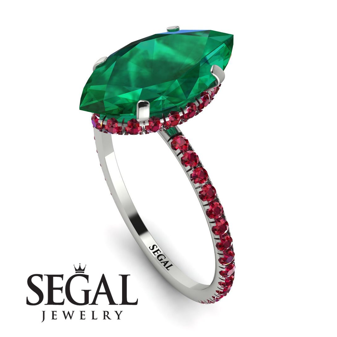 Hidden Halo Marquise Emerald Engagement Ring - Journey No. 51