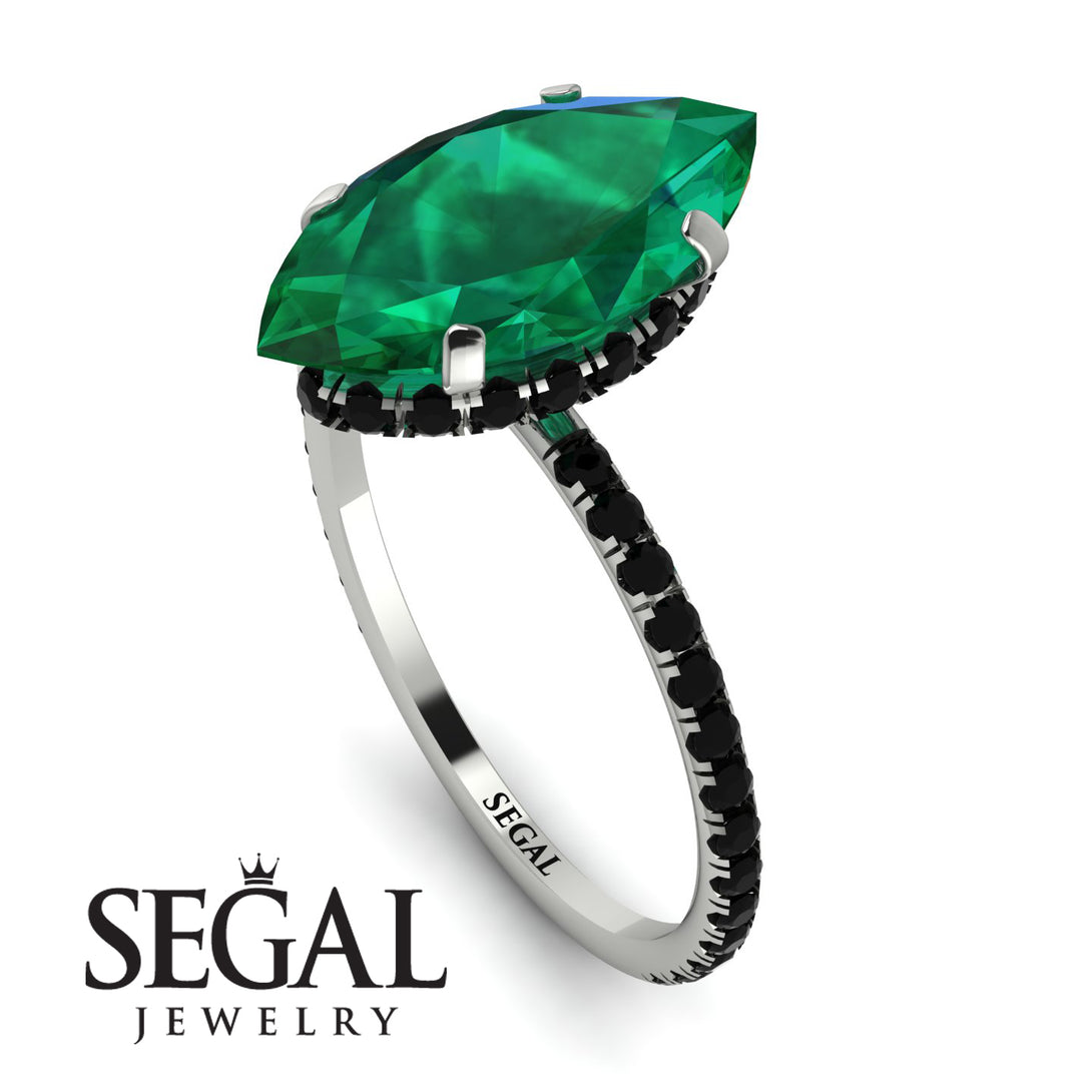 Hidden Halo Marquise Emerald Engagement Ring - Journey No. 36
