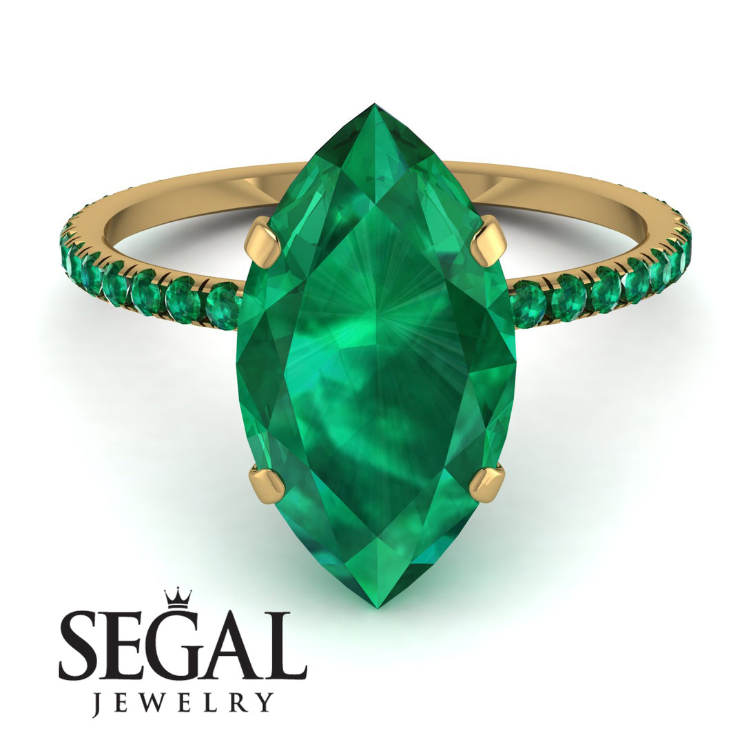 Hidden Halo Marquise Emerald Engagement Ring - Journey No. 19