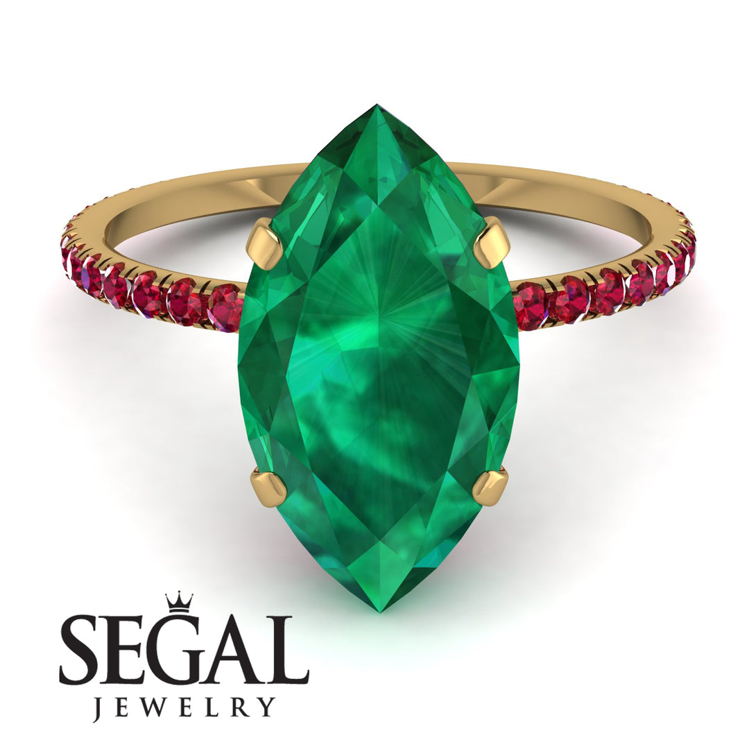 Hidden Halo Marquise Emerald Engagement Ring - Journey No. 49
