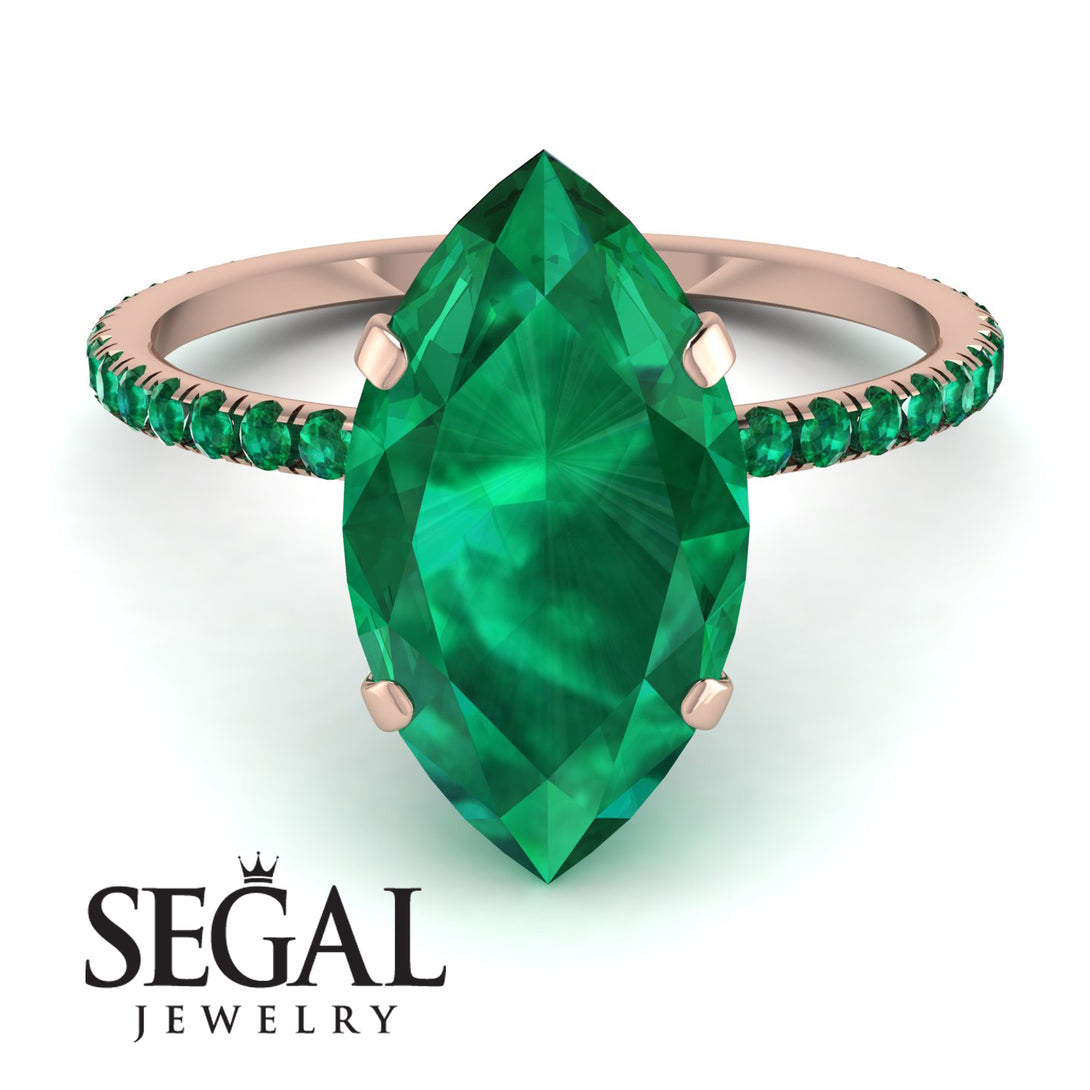 Hidden Halo Marquise Emerald Engagement Ring - Journey No. 20