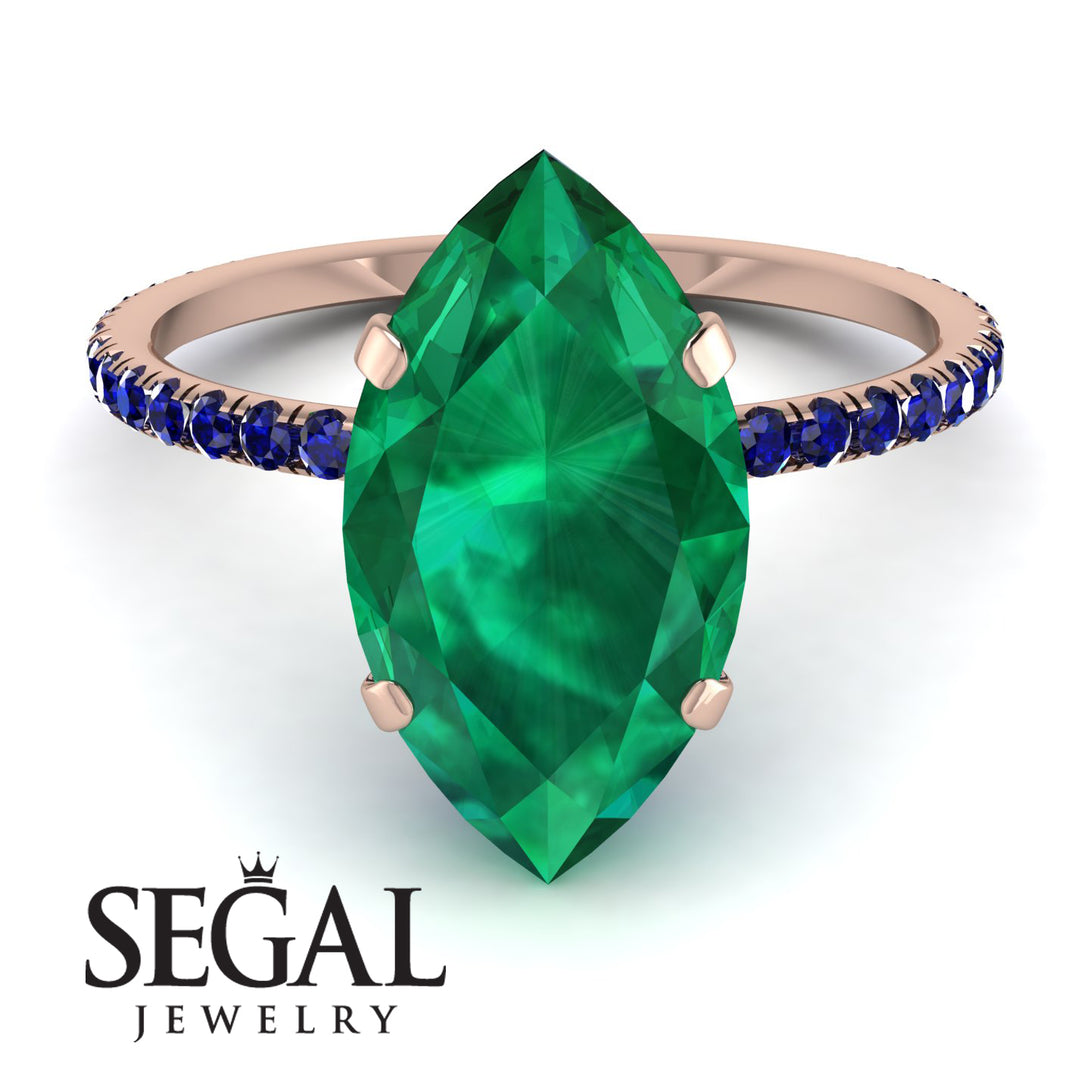 Hidden Halo Marquise Emerald Engagement Ring - Journey No. 65