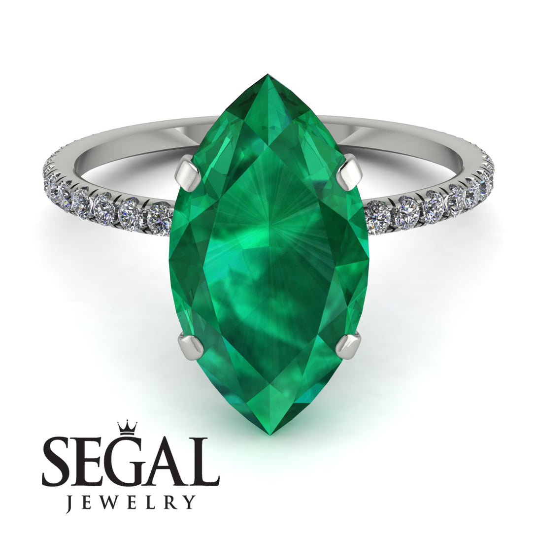 Hidden Halo Marquise Emerald Engagement Ring - Journey No. 6