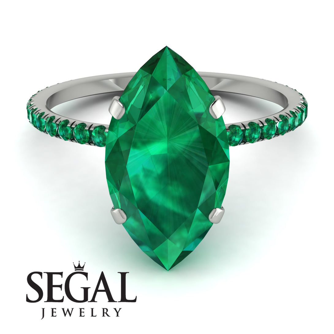 Hidden Halo Marquise Emerald Engagement Ring - Journey No. 21