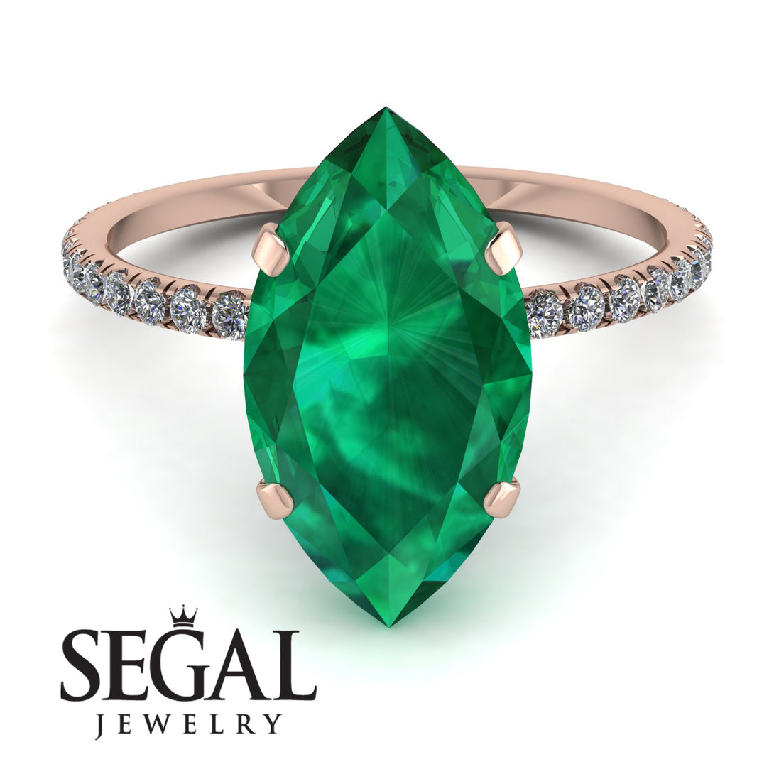 Hidden Halo Marquise Emerald Engagement Ring - Journey No. 5