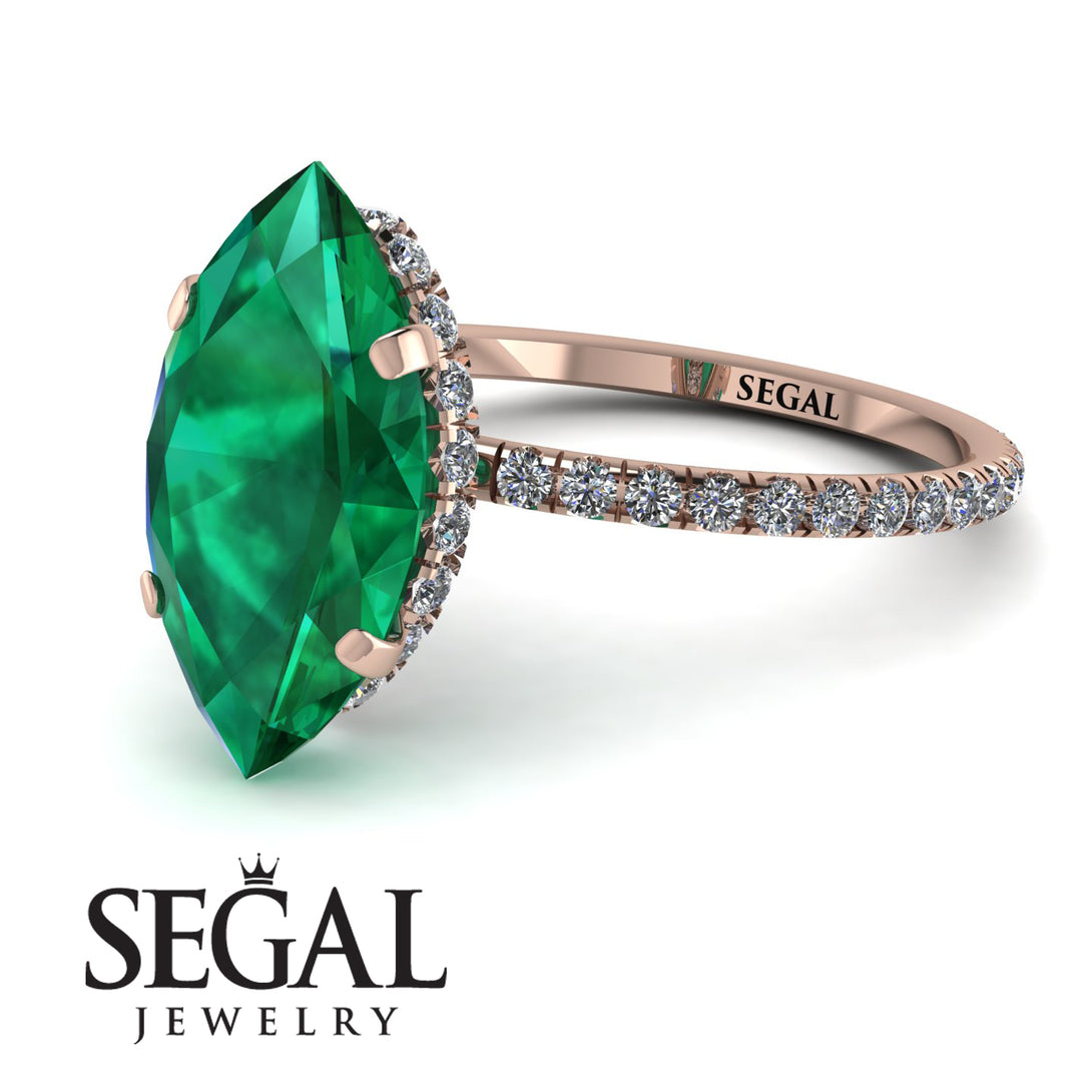 Hidden Halo Marquise Emerald Engagement Ring - Journey No. 5