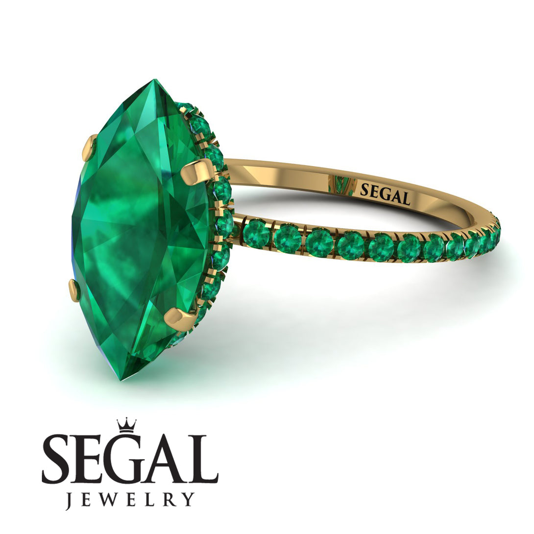 Hidden Halo Marquise Emerald Engagement Ring - Journey No. 19