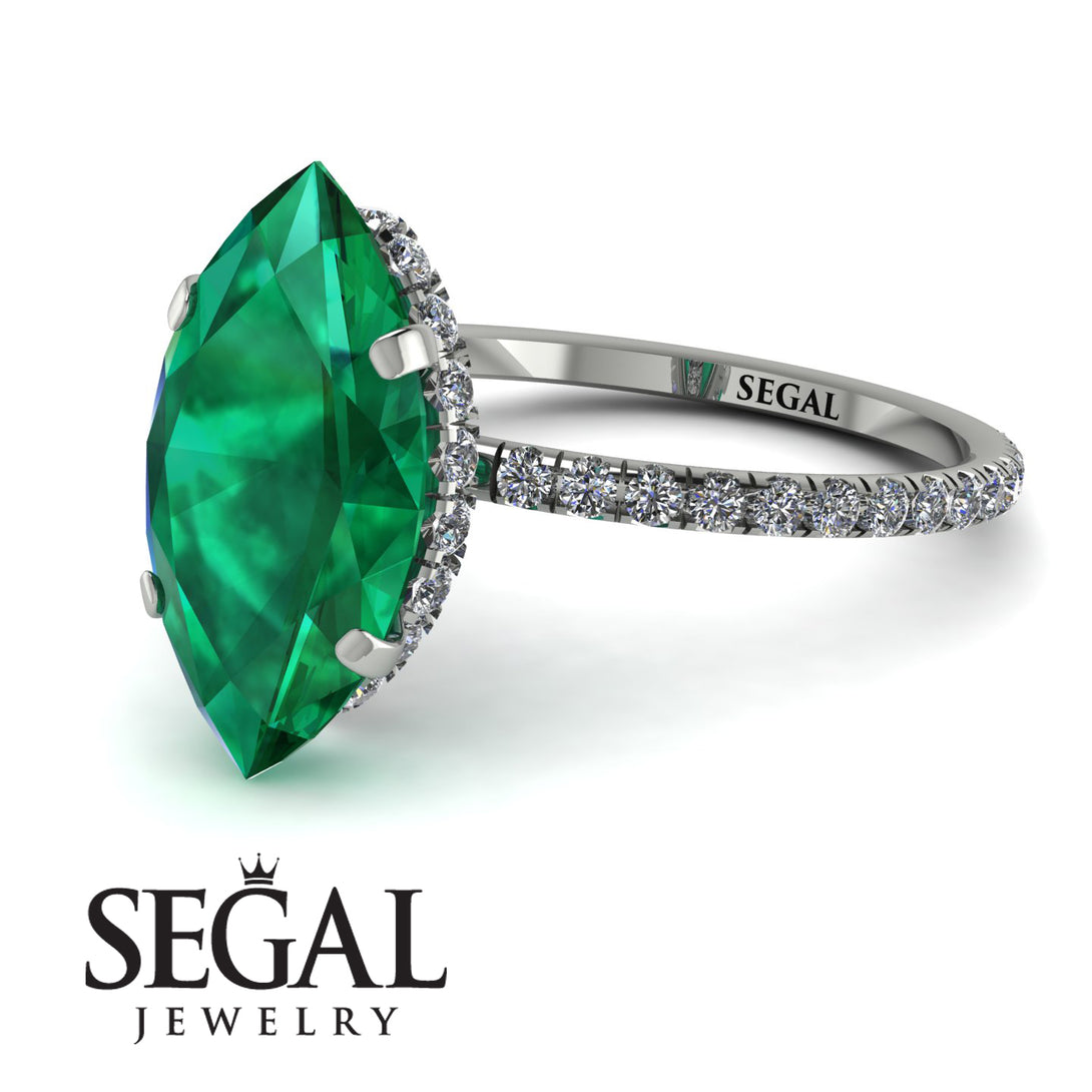 Hidden Halo Marquise Emerald Engagement Ring - Journey No. 6