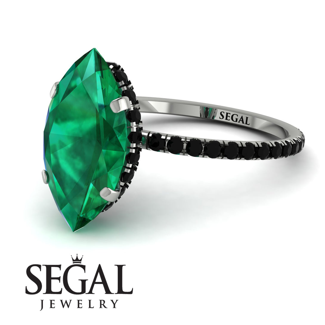Hidden Halo Marquise Emerald Engagement Ring - Journey No. 36