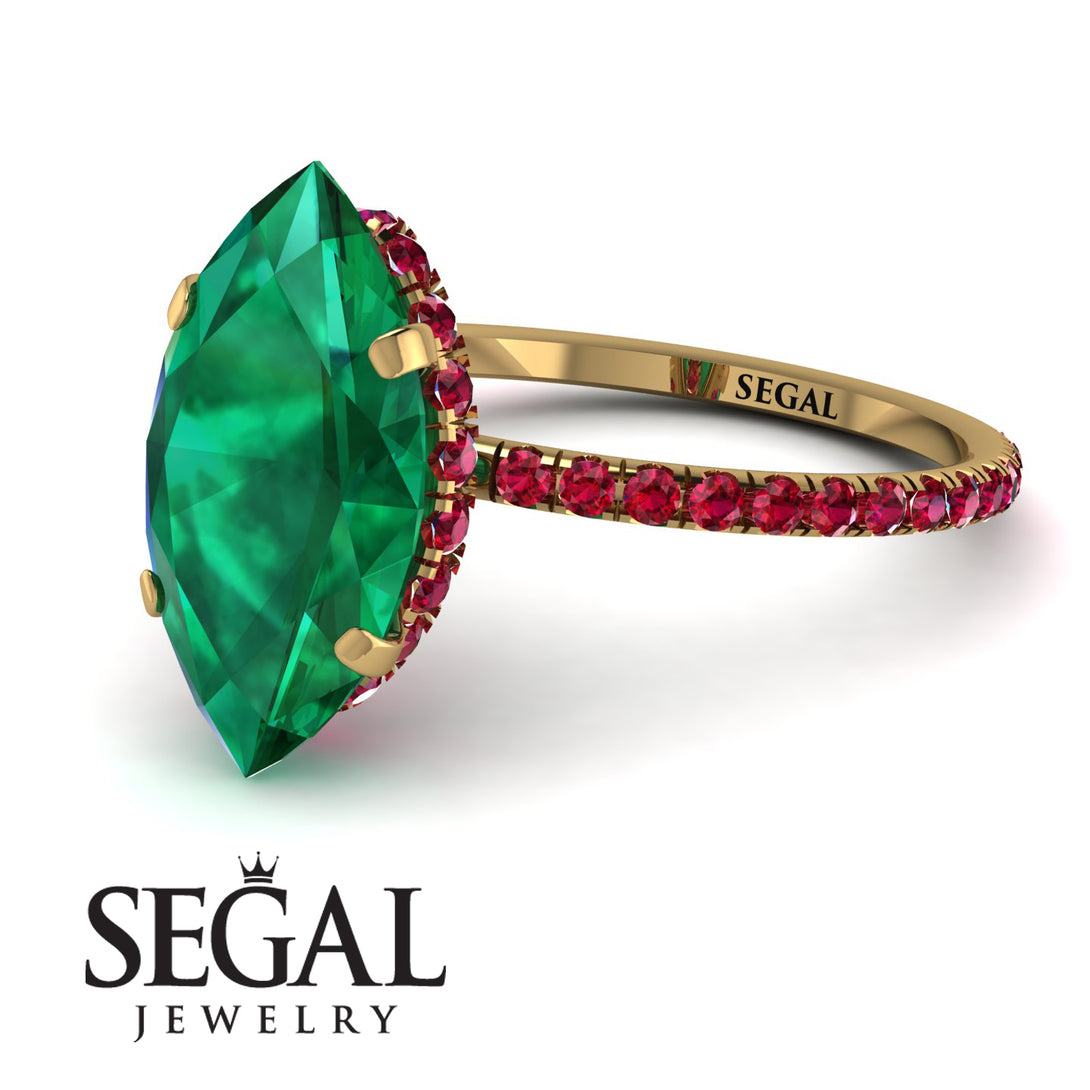 Hidden Halo Marquise Emerald Engagement Ring - Journey No. 49