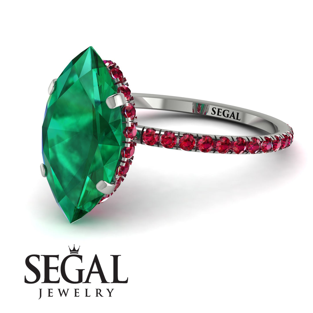 Hidden Halo Marquise Emerald Engagement Ring - Journey No. 51