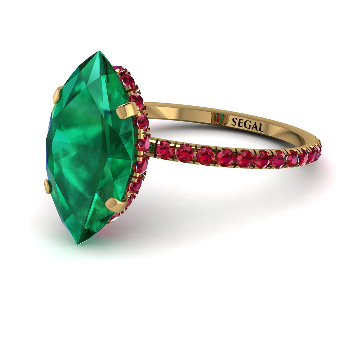 Hidden Halo Marquise Emerald Engagement Ring - Journey No. 49