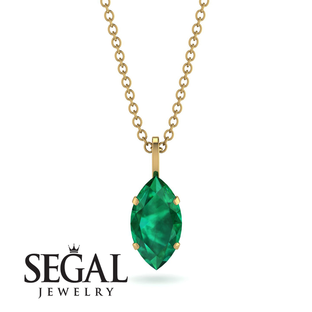 Hidden Halo Marquise Emerald Necklace - Journey No. 34