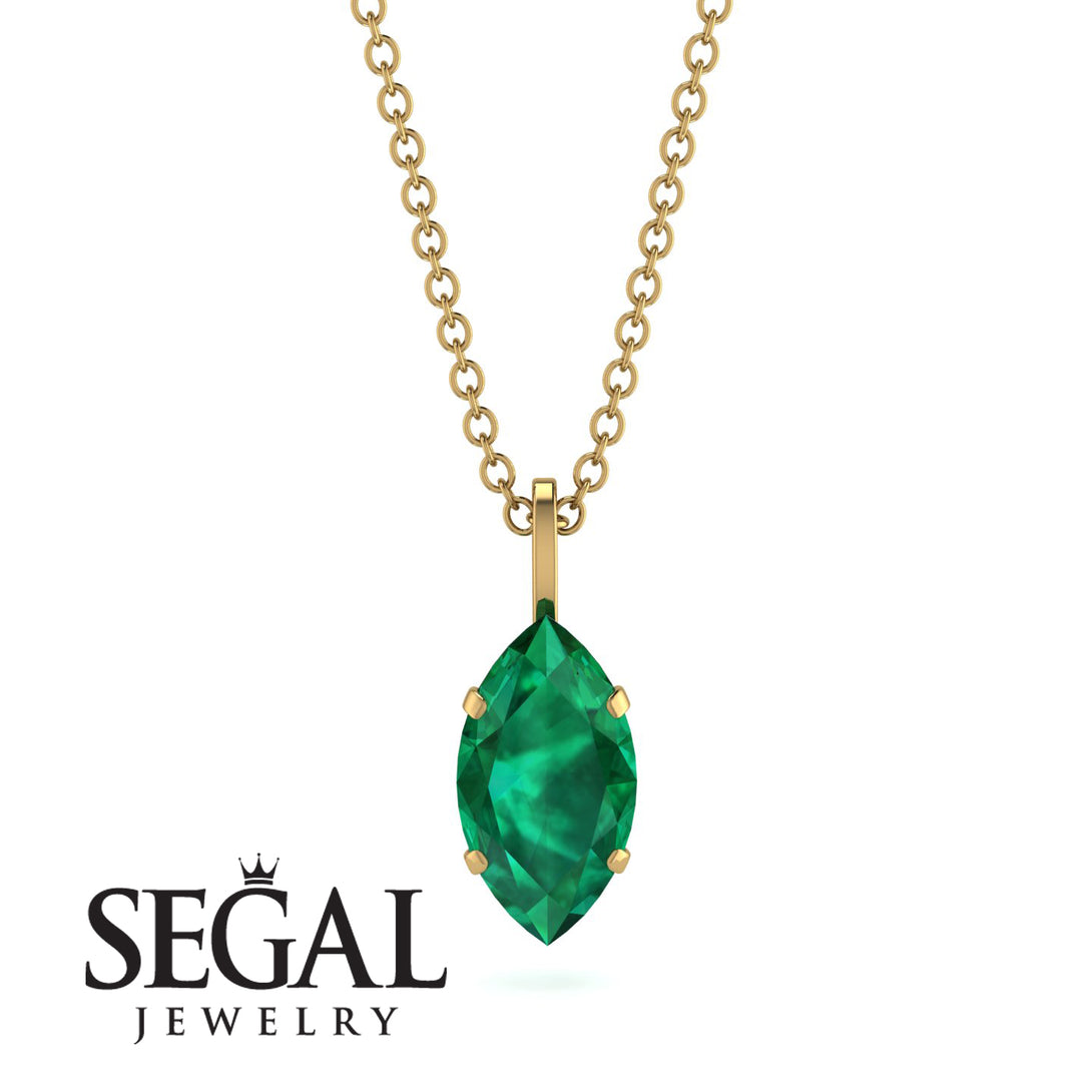 Hidden Halo Marquise Emerald Necklace - Journey No. 4