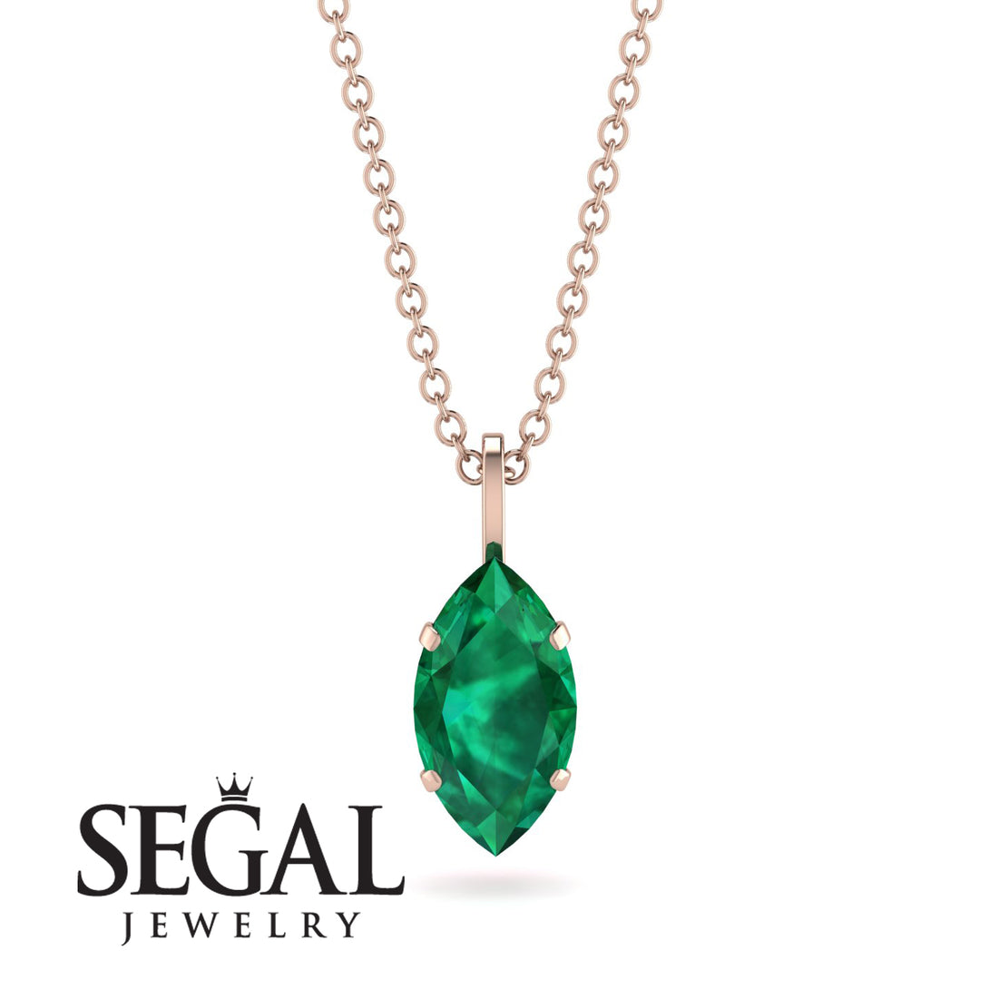 Hidden Halo Marquise Emerald Necklace - Journey No. 50
