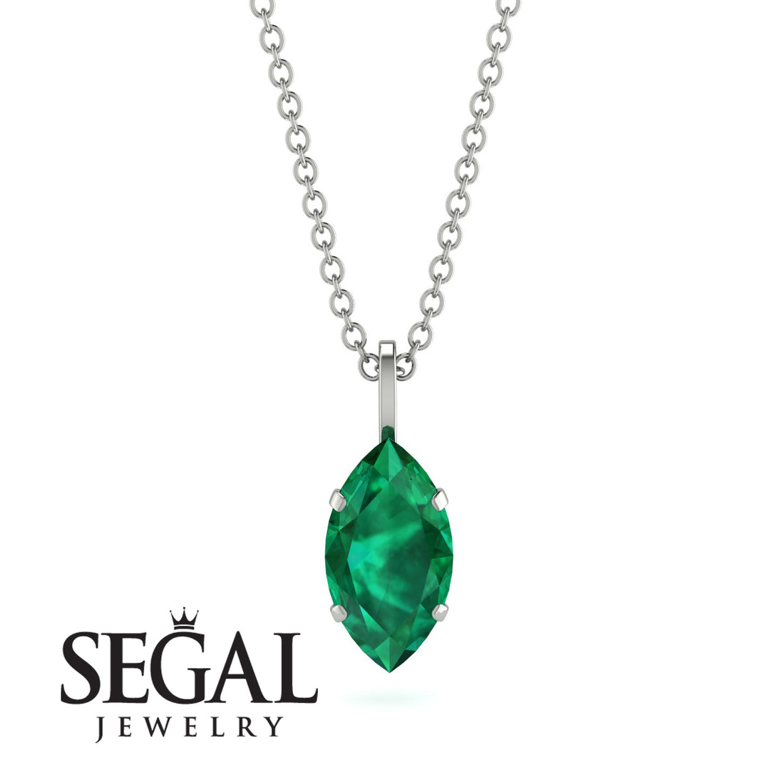 Hidden Halo Marquise Emerald Necklace - Journey No. 6