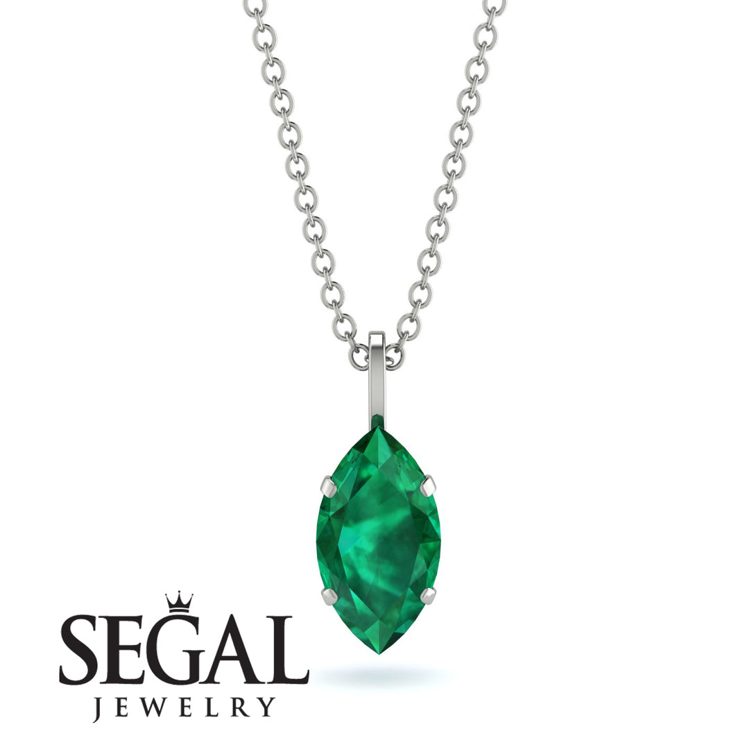 Hidden Halo Marquise Emerald Necklace - Journey No. 66