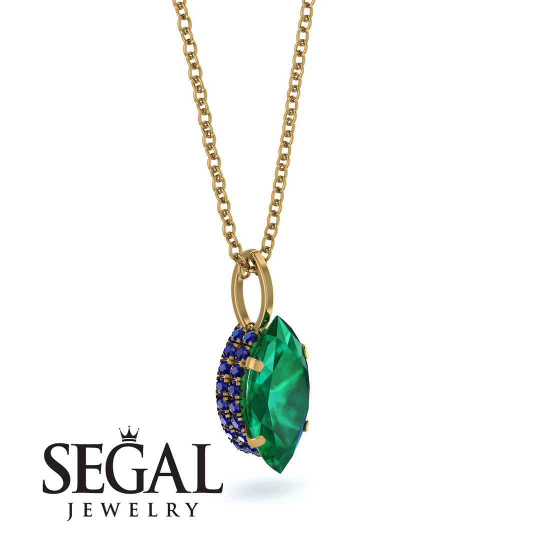 Hidden Halo Marquise Emerald Necklace - Journey No. 64