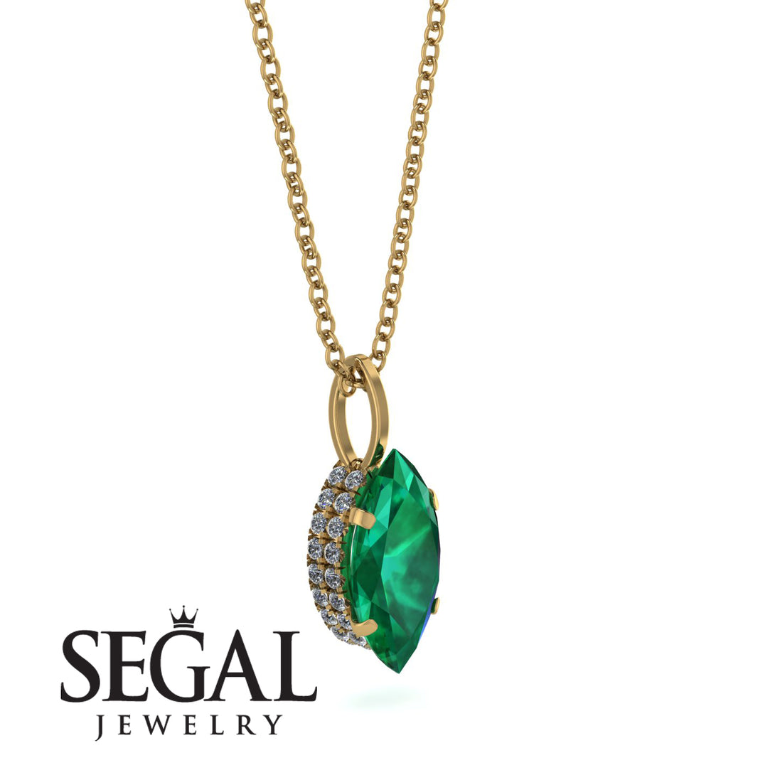 Hidden Halo Marquise Emerald Necklace - Journey No. 4