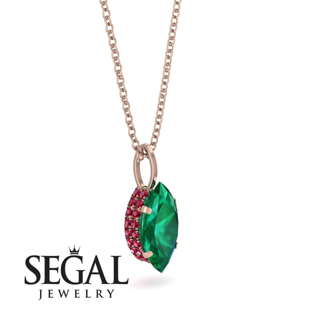 Hidden Halo Marquise Emerald Necklace - Journey No. 50