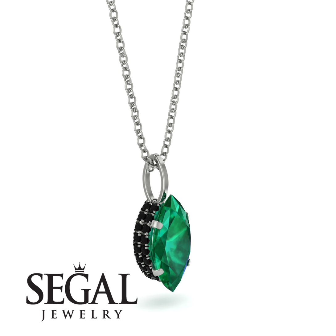Hidden Halo Marquise Emerald Necklace - Journey No. 36