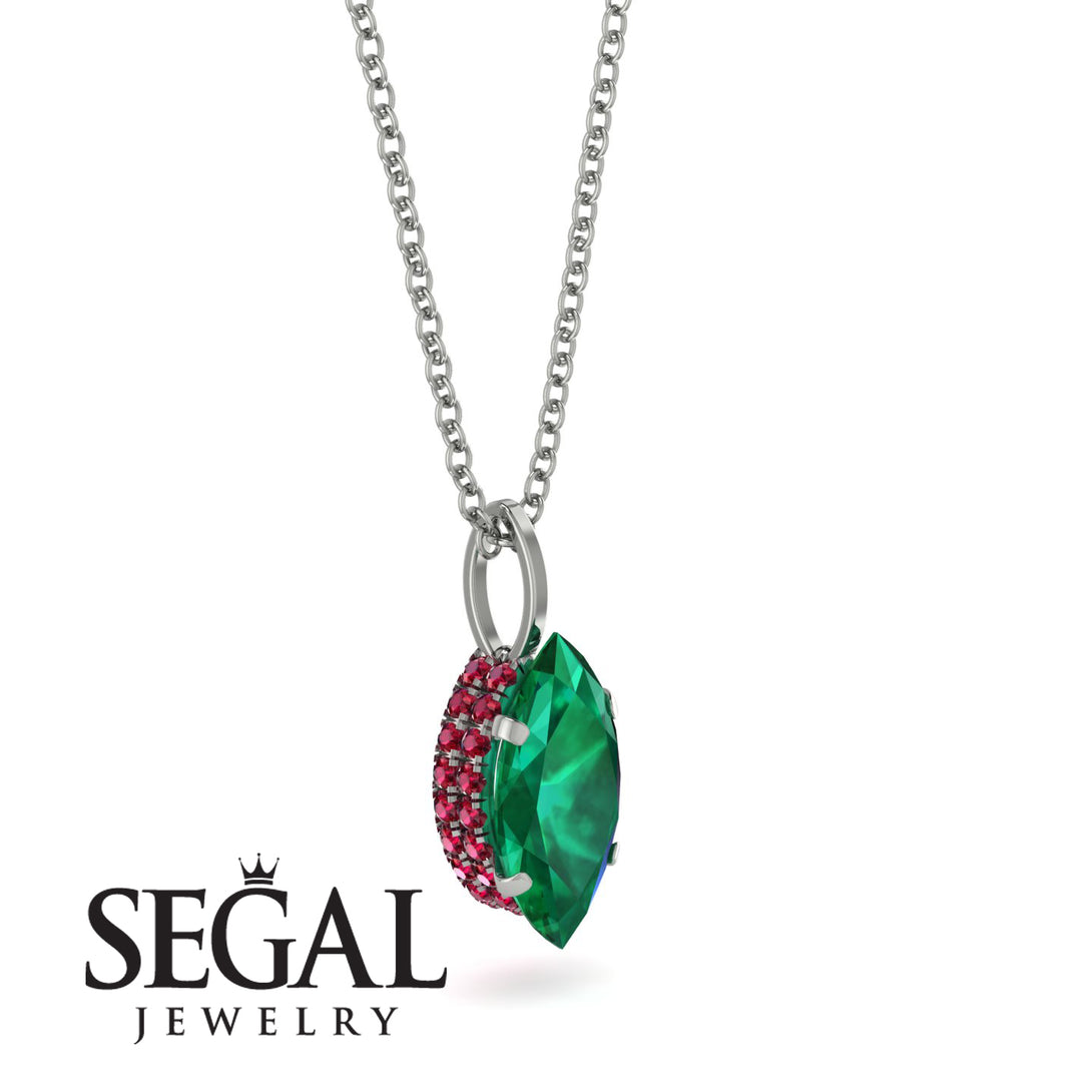 Hidden Halo Marquise Emerald Necklace - Journey No. 51