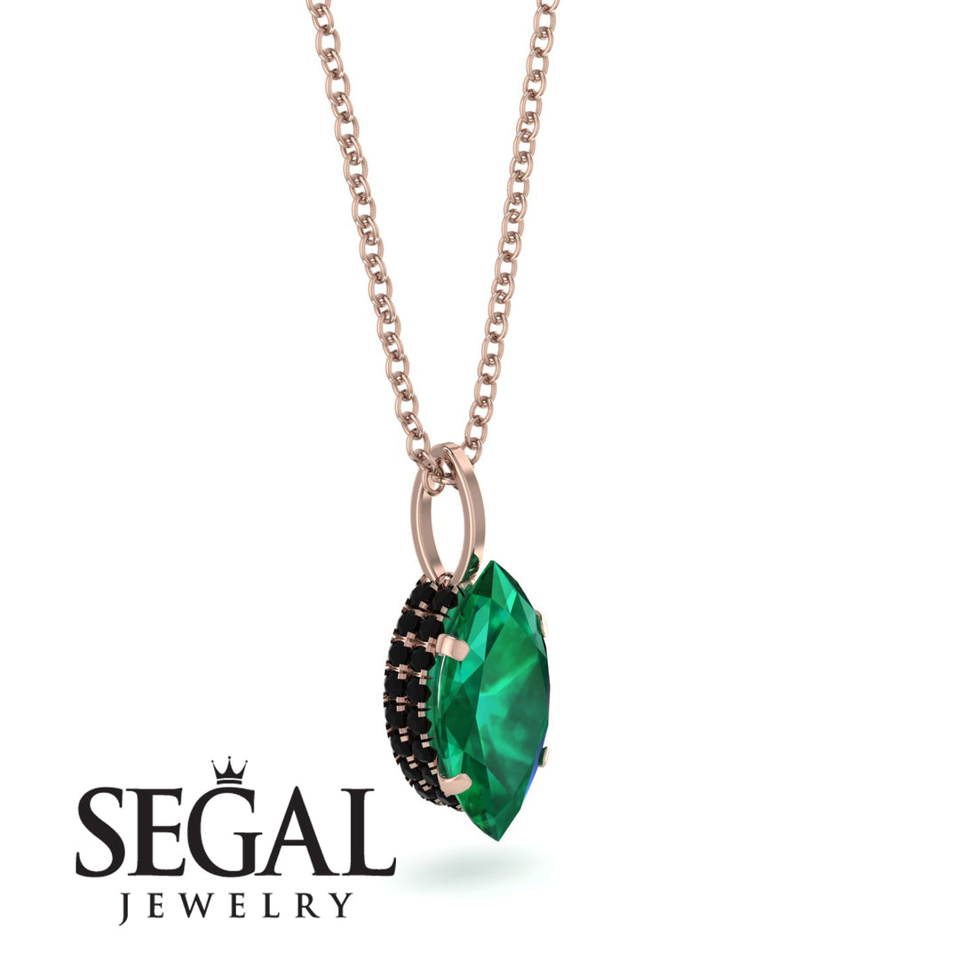 Hidden Halo Marquise Emerald Necklace - Journey No. 35