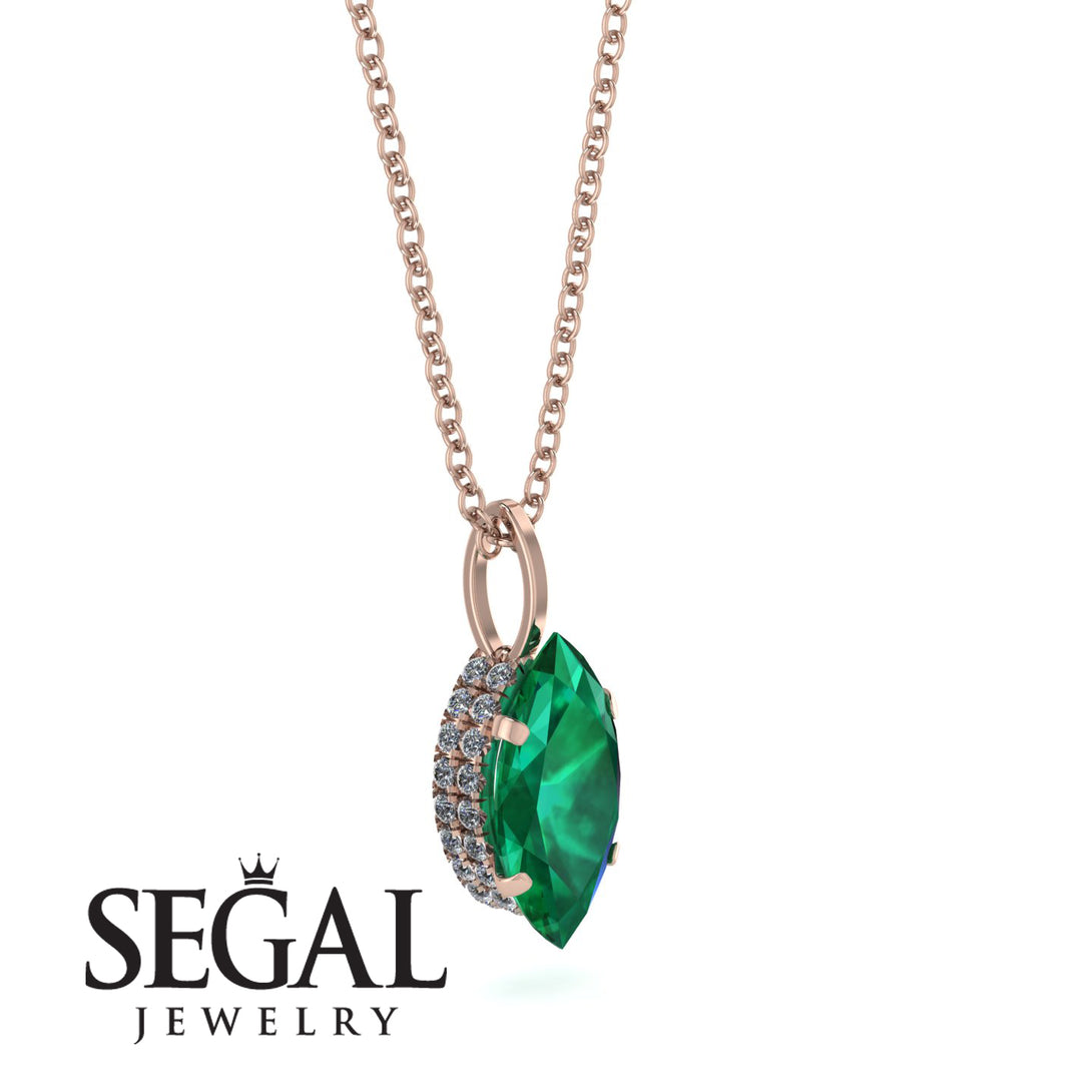 Hidden Halo Marquise Emerald Necklace - Journey No. 5