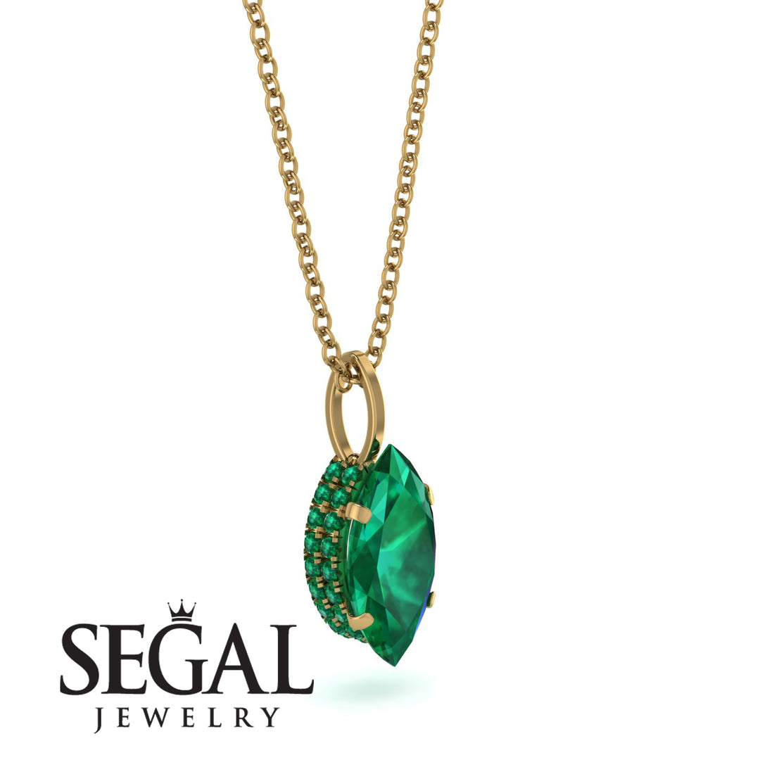 Hidden Halo Marquise Emerald Necklace - Journey No. 19