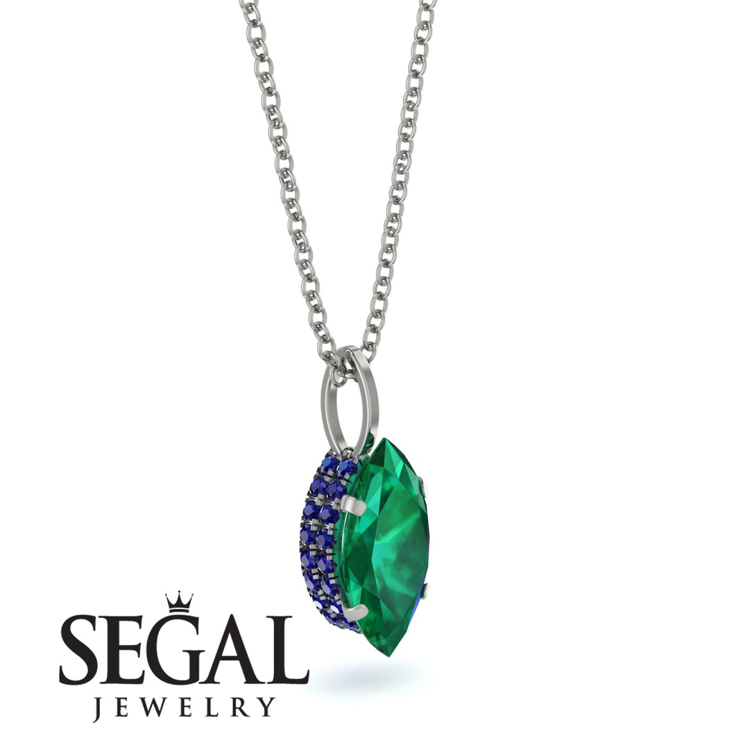 Hidden Halo Marquise Emerald Necklace - Journey No. 66