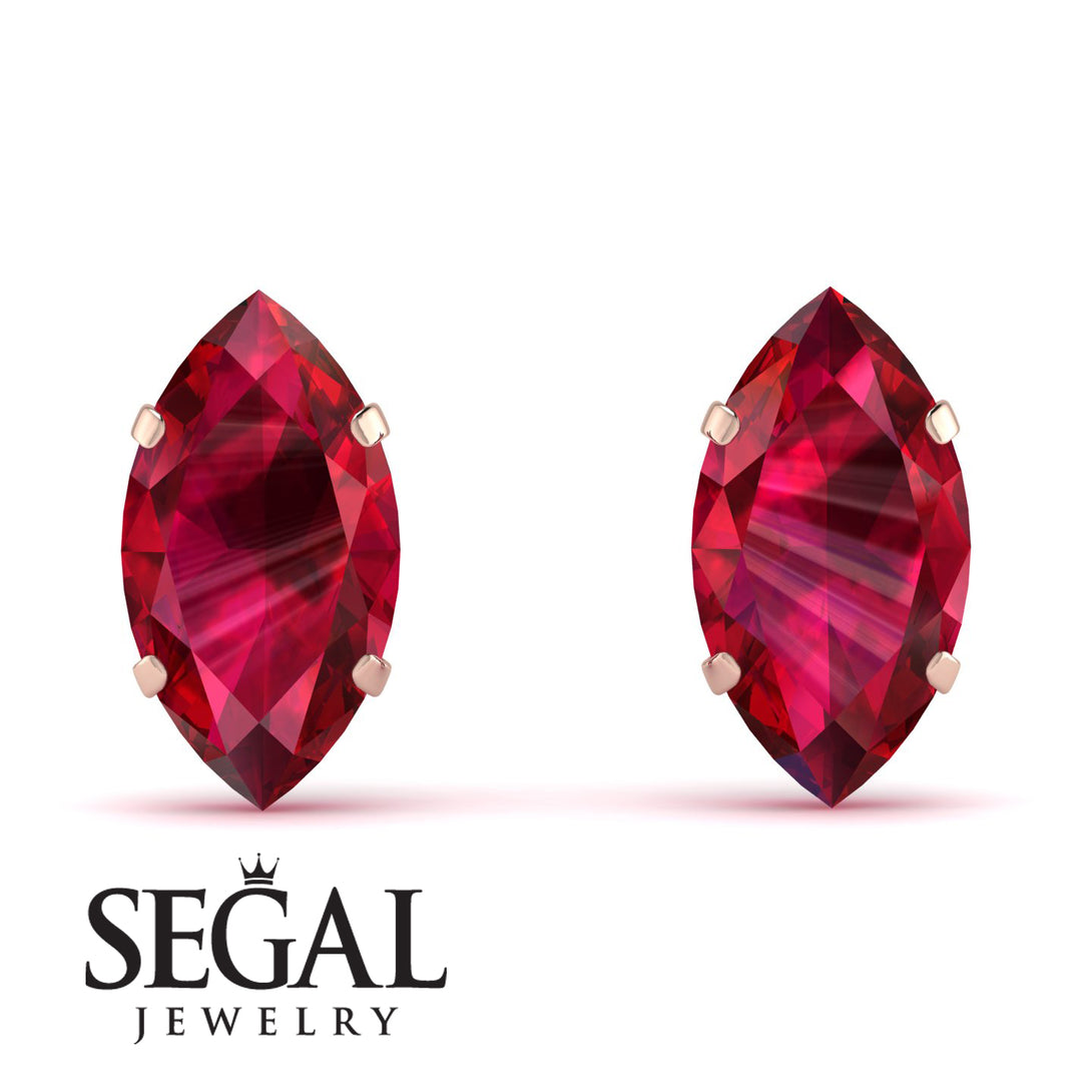 Hidden Halo Marquise Ruby Earrings - Journey No. 26