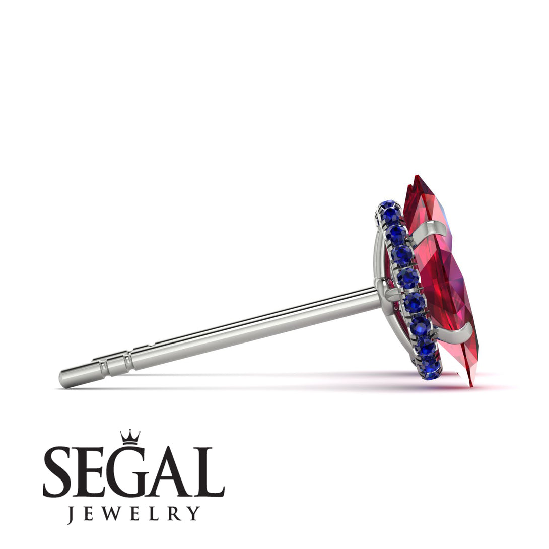 Hidden Halo Marquise Ruby Earrings - Journey No. 72