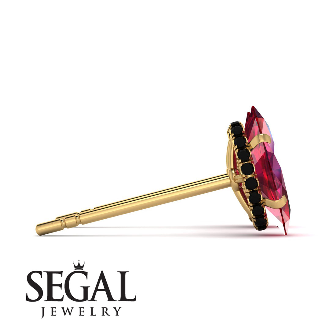 Hidden Halo Marquise Ruby Earrings - Journey No. 40