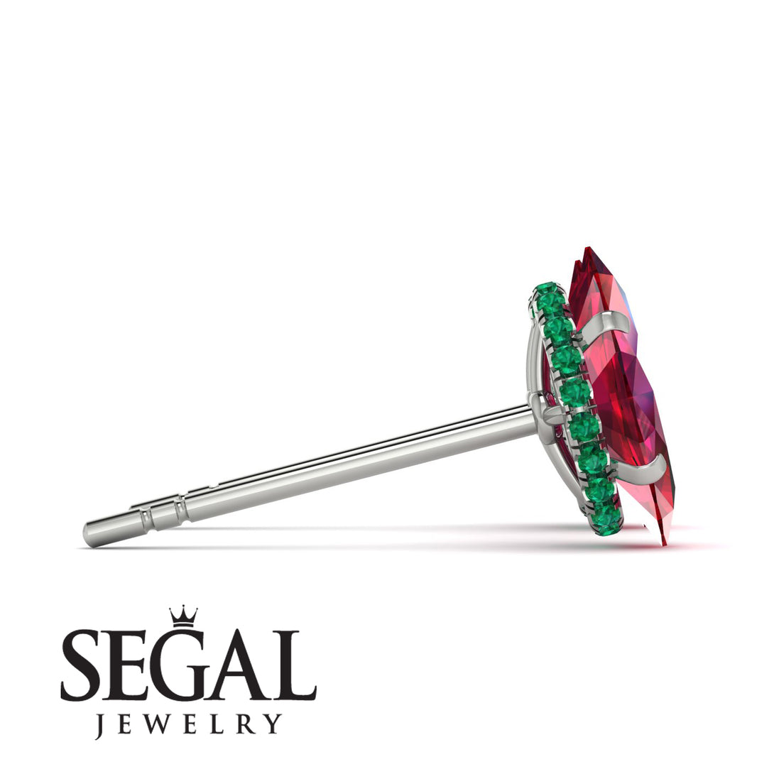 Hidden Halo Marquise Ruby Earrings - Journey No. 27