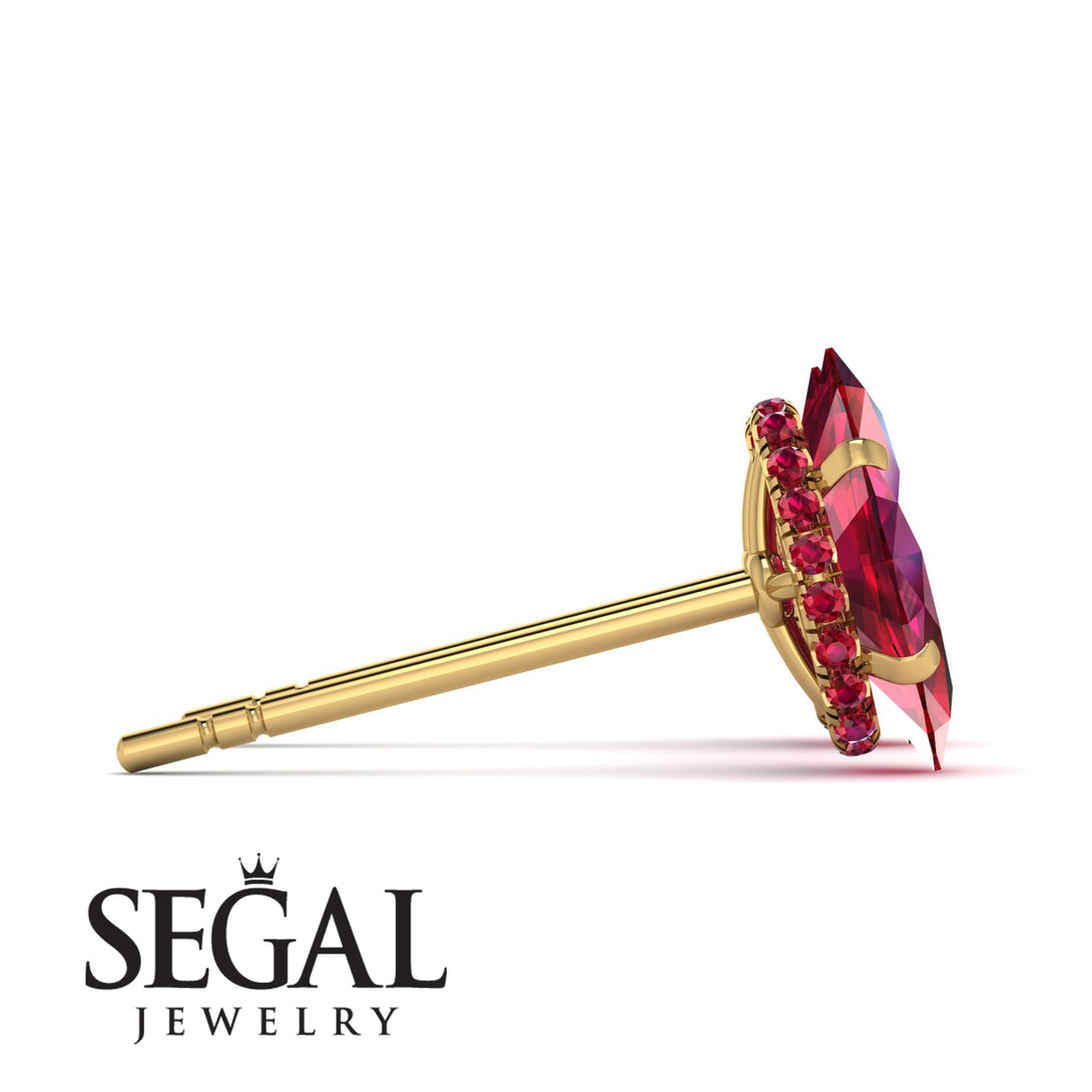 Hidden Halo Marquise Ruby Earrings - Journey No. 55